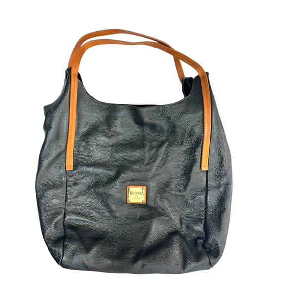 Valentina Italy Black Pebbled Leather Hobo Tote Bag – Women's Large Shoulder Pur - Picture 5 of 13